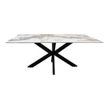 Masa dining Bethan, Aspect marmura, Alb, 180x90x75 cm