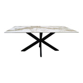 Masa dining Bethan, Aspect marmura, Alb, 180x90x75 cm, imagine ambient