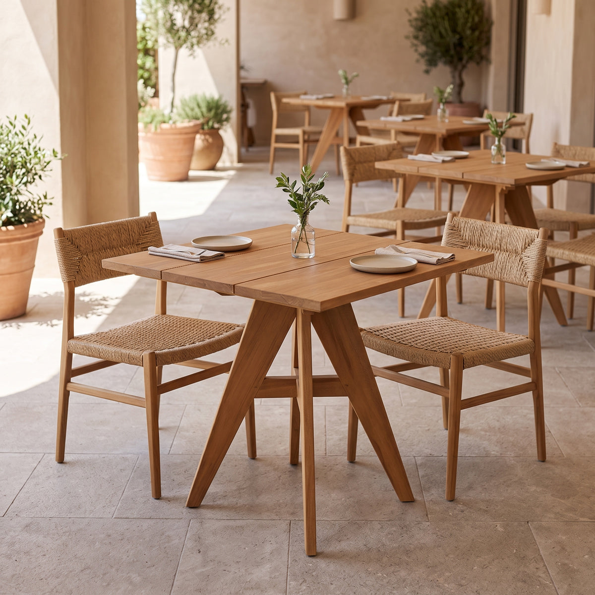 Masa dining Cadrada, Natural, 70x70x76 cm