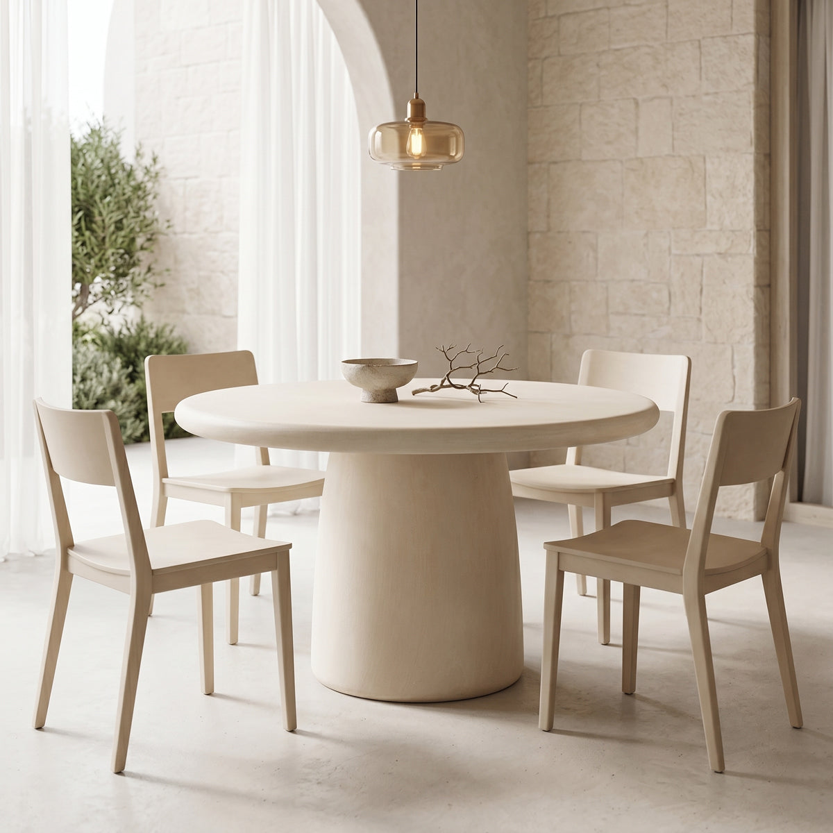 Masa dining Cocedo, Crem, D120x76 cm