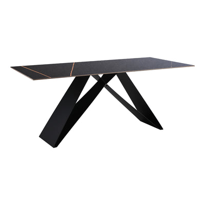 masa dining Masă dining cu blat din piatră sinterizată Meja, negru marmorat, 180x90x76 cm