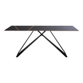 Masă dining cu blat din piatră sinterizată Meja, negru marmorat, 180x90x76 cm, imagine suplimentara