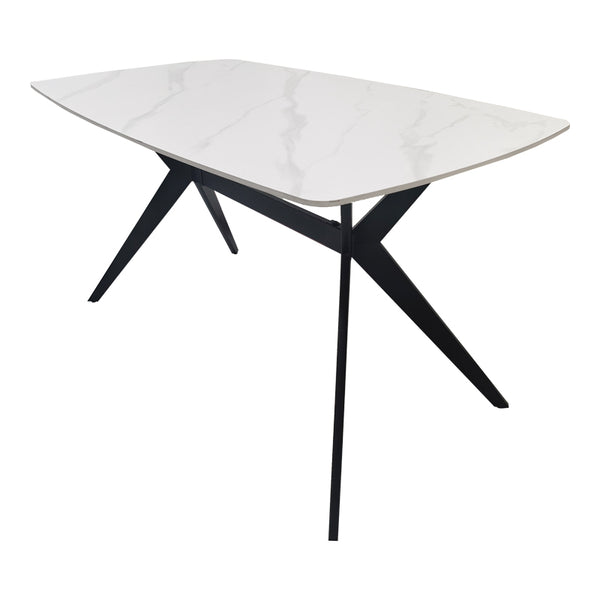 Masa dining Ezali, Piatra sinterizata si metal, 140x80x75 cm