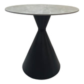 Masa dining Flenada, Piatra sinterizata, Gri marmurat-Negru, D80x76 cm