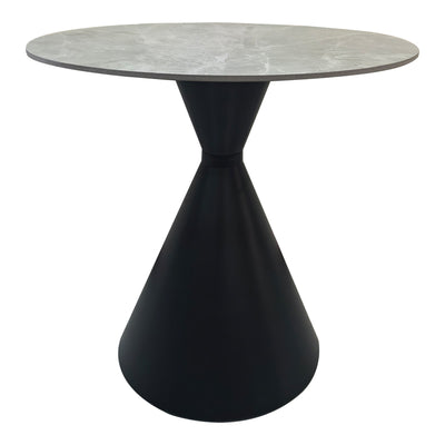 Masa dining Flenada, Piatra sinterizata, Gri marmurat-Negru, D80x76 cm