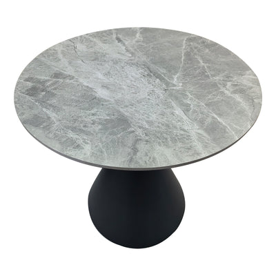 Masa dining Flenada, Piatra sinterizata, Gri marmurat-Negru, D80x76 cm, imagine ambient