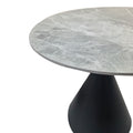 Masa dining Flenada, Piatra sinterizata, Gri marmurat-Negru, D80x76 cm, detaliu produs