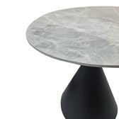 Masa dining Flenada, Piatra sinterizata, Gri marmurat-Negru, D80x76 cm, detaliu produs