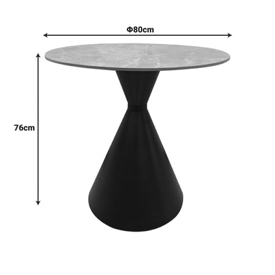 Masa dining Flenada, Piatra sinterizata, Gri marmurat-Negru, D80x76 cm, imagine produs 4