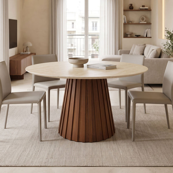 Masa dining Franzel, Piatra sinterizata si MDF, D120x75 cm