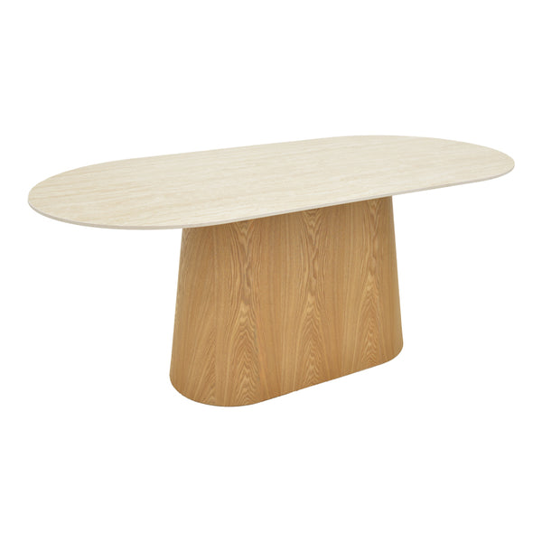Masa dining Karlino, aspect travertin, Travertin-Natural, 180x90x76 cm