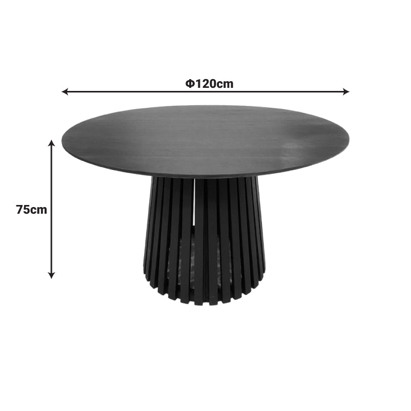 Masă rotundă din lemn natural Kenda, Lemn Mindi, 120x75 cm - Negru