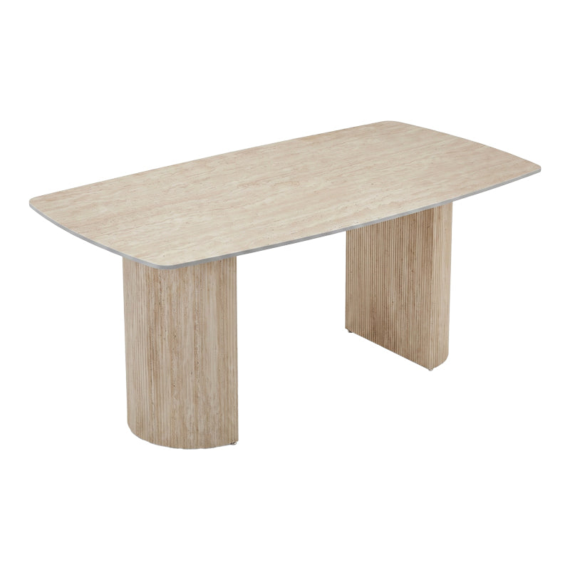 Masa dining Loosir, Aspect travertin, Travertin, 180x90x74 cm, detaliu produs