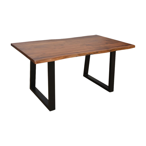 Masă dining Miles, Lemn Masiv de Acacia, Picioare Metalice, Negre, 160x90x76 cm
