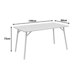 Masa dining Moraja, Crem, metal, 140x80x70 cm, vedere laterală, metal, pentru living sau bucătărie