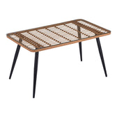 Masa dining Naoki, Sticla-Ratan, Lemn, Natur, 140x80x78 cm, detaliu produs
