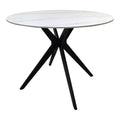 Masa dining Orbital, Piatra sinterizata, Alb marmurat-Negru, D100x76 cm