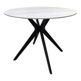 Masa dining Orbital, Piatra sinterizata, Alb marmurat-Negru, D100x76 cm