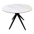 Masa dining Orbital, Piatra sinterizata, Alb marmurat-Negru, D100x76 cm, imagine ambient