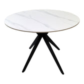 Masa dining Orbital, Piatra sinterizata, Alb marmurat-Negru, D100x76 cm, imagine ambient