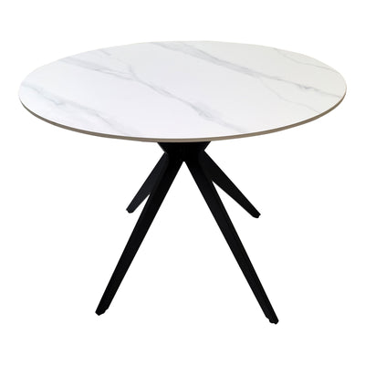 Masa dining Orbital, Piatra sinterizata, Alb marmurat-Negru, D100x76 cm, imagine ambient