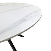 Masa dining Orbital, Piatra sinterizata, Alb marmurat-Negru, D100x76 cm, imagine produs 4