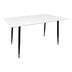 Masa Dining Pembe, Piatra Sintetizata/Marmura Alba, Picioare metal Negru, 140x80x75 cm