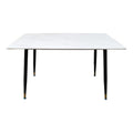 Masa Dining Pembe, Piatra Sintetizata/Marmura Alba, Picioare metal, Negru, 140x80x75 cm, imagine suplimentara