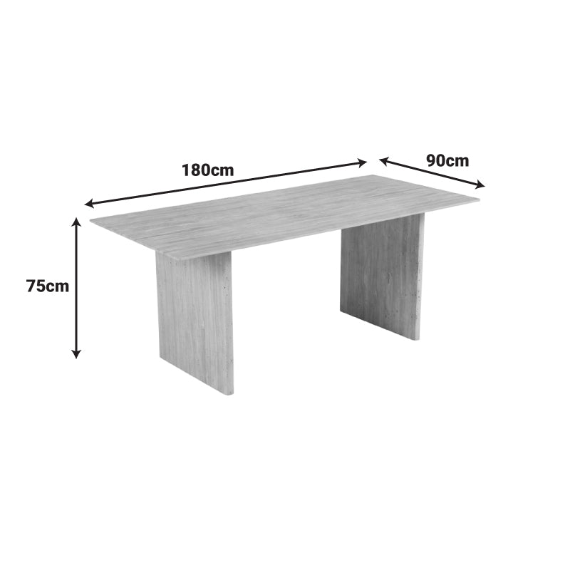 Masa dining Releno, Piatra sinterizata, Travertin, 180x90x75 cm, detaliu produs