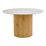 Masa dining Sikulu, Aspect travertin, D125x77 cm - Stejar