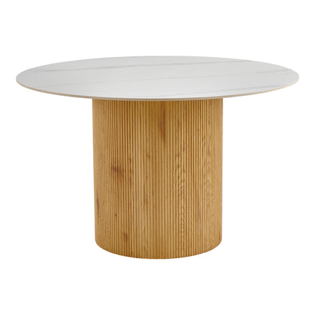 Masa dining Sikulu, Aspect travertin, D125x77 cm