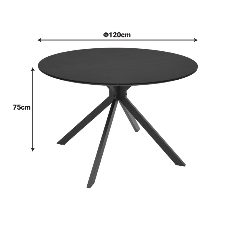 Masa dining Xuson, Metal, Negru, D120x75 cm