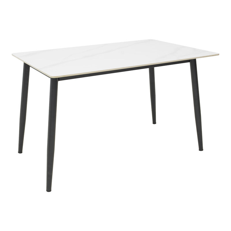 Masa dreptunghiulara cu blat din piatra sinterizata Gustas, Picioare metal, Negru, 120x80x76 cm