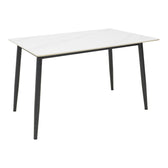 Masa dreptunghiulara cu blat din piatra sinterizata Gustas, Picioare metal Negru, 120x80x76 cm