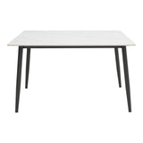 Masa dreptunghiulara cu blat din piatra sinterizata Gustas, Picioare metal, Negru, 120x80x76 cm