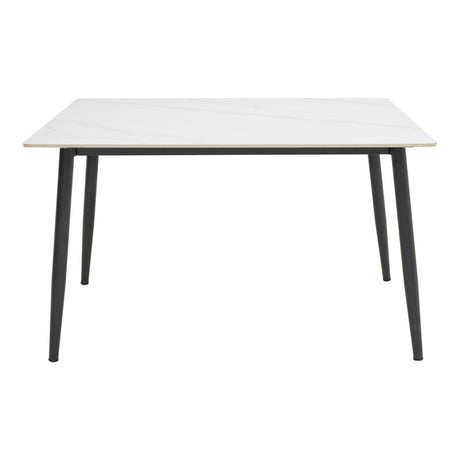 Masa dreptunghiulara cu blat din piatra sinterizata Gustas, Picioare metal, Negru, 120x80x76 cm