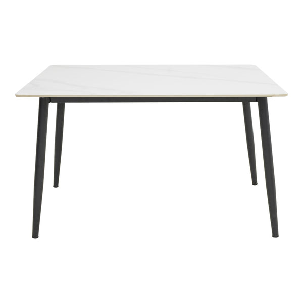 Masa dreptunghiulara cu blat din piatra sinterizata Gustas, Picioare metal, Negru, 120x80x76 cm