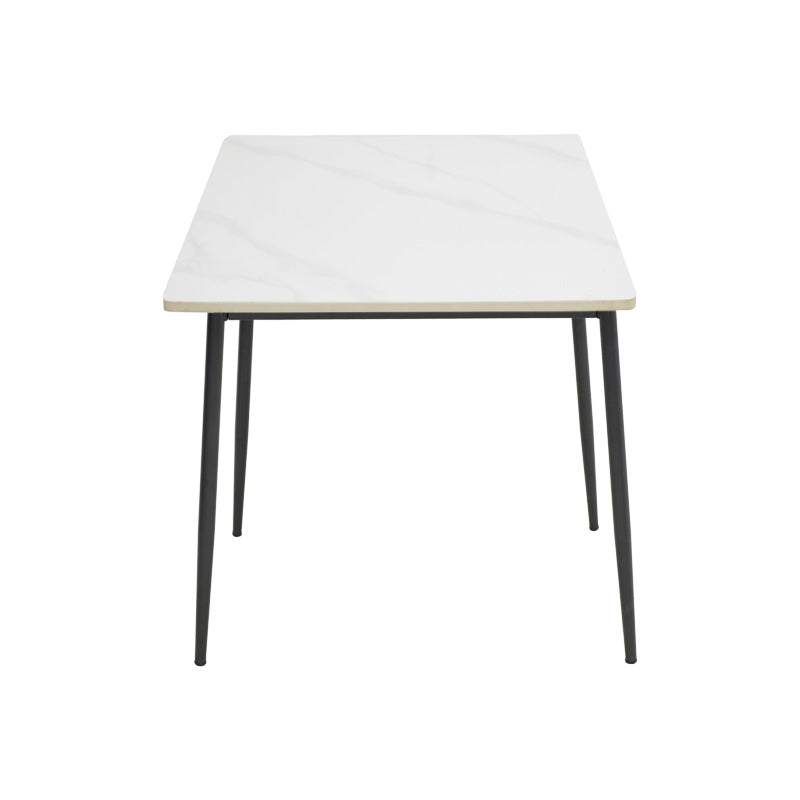 Masa dreptunghiulara cu blat din piatra sinterizata Gustas, Picioare metal, Negru, 120x80x76 cm