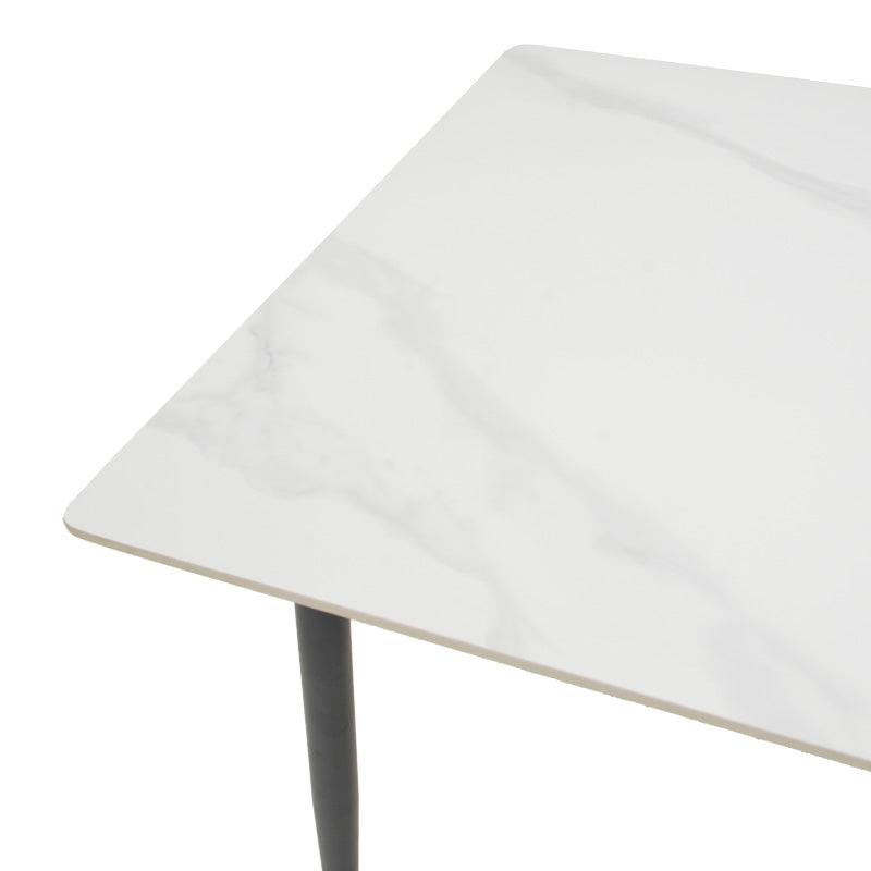Masa dreptunghiulara cu blat din piatra sinterizata Gustas, Picioare metal, Negru, 120x80x76 cm