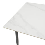 Masa dreptunghiulara cu blat din piatra sinterizata Gustas, Picioare metal, Negru, 120x80x76 cm