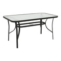 mobilier de gradina Masa Ensure metalica cu blat din sticla neagra 140x80x70 cm