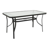 Masa Ensure metalica cu blat din sticla, neagra, 140x80x70 cm