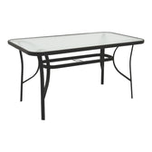 mobilier de gradina Masa Ensure metalica cu blat din sticla neagra 140x80x70 cm