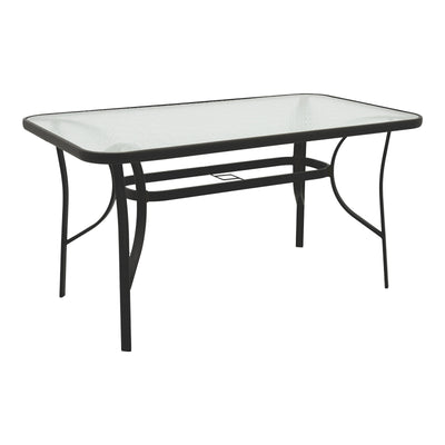 mobilier de gradina Masa Ensure metalica cu blat din sticla neagra 140x80x70 cm