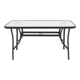 Masa Ensure metalica cu blat din sticla, neagra, 140x80x70 cm