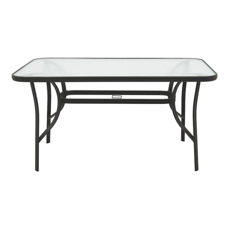 Masa Ensure metalica cu blat din sticla, neagra, 140x80x70 cm