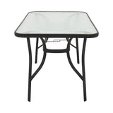 Masa Ensure metalica cu blat din sticla, neagra, 140x80x70 cm