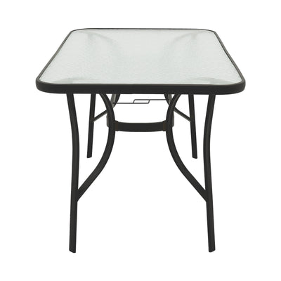 Masa Ensure metalica cu blat din sticla, neagra, 140x80x70 cm, detaliu produs