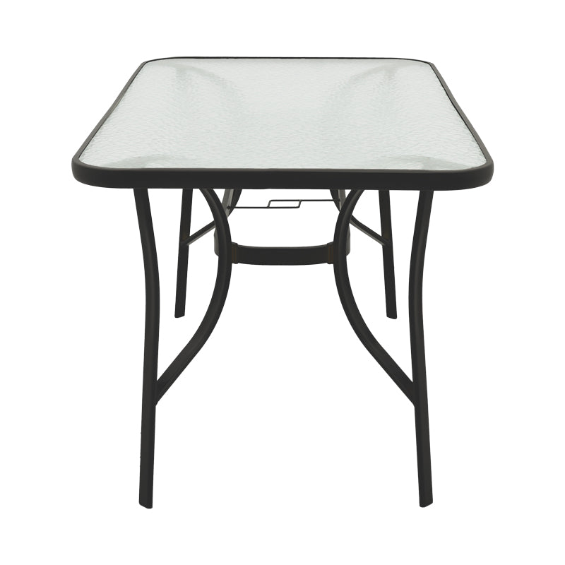 Masa Ensure metalica cu blat din sticla, neagra, 140x80x70 cm, detaliu produs