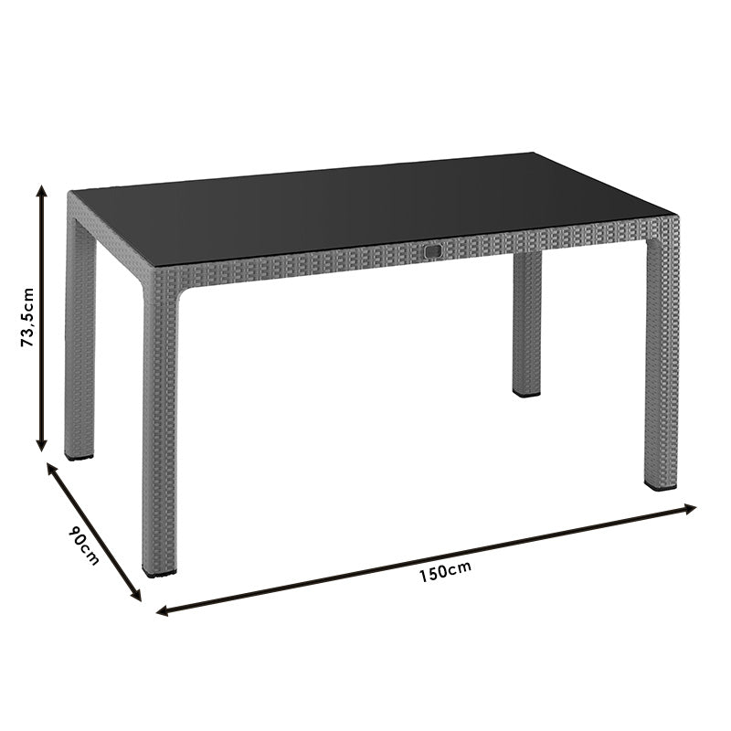 Masa Explore cu protectie UV, Maro - Natural, 150x90x74 cm - Natural